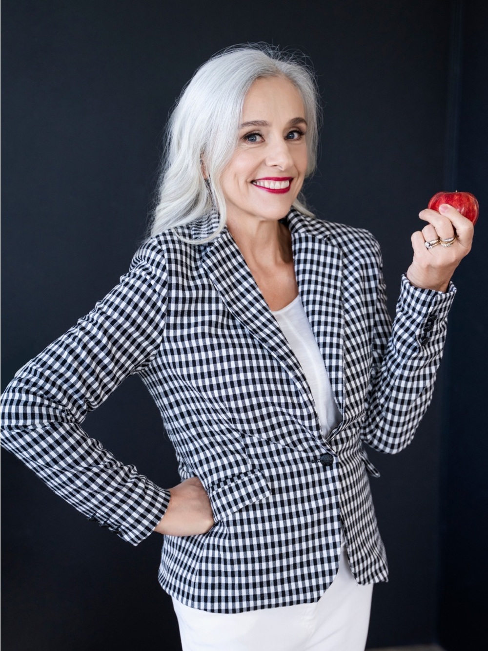 Tailored Black & White Gingham Blazer - Women's Suit Jacket